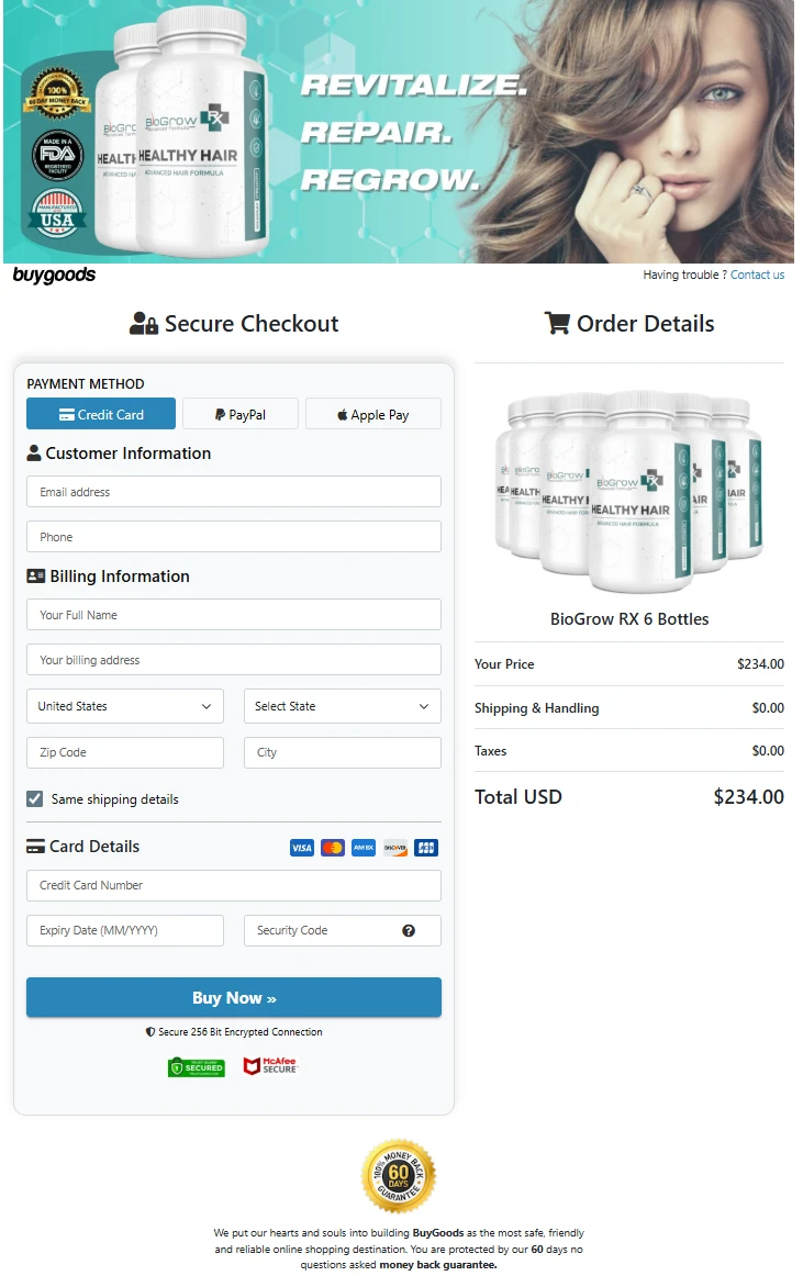 BioGrow checkout page